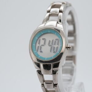 Vintage Unbranded Digital Watch 23mm Blue Dial Bracelet FMD Module Running